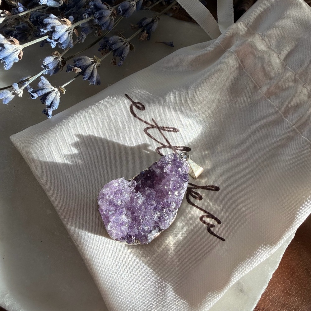 Amethyst stone Crystals Pendant by Ettika with silver